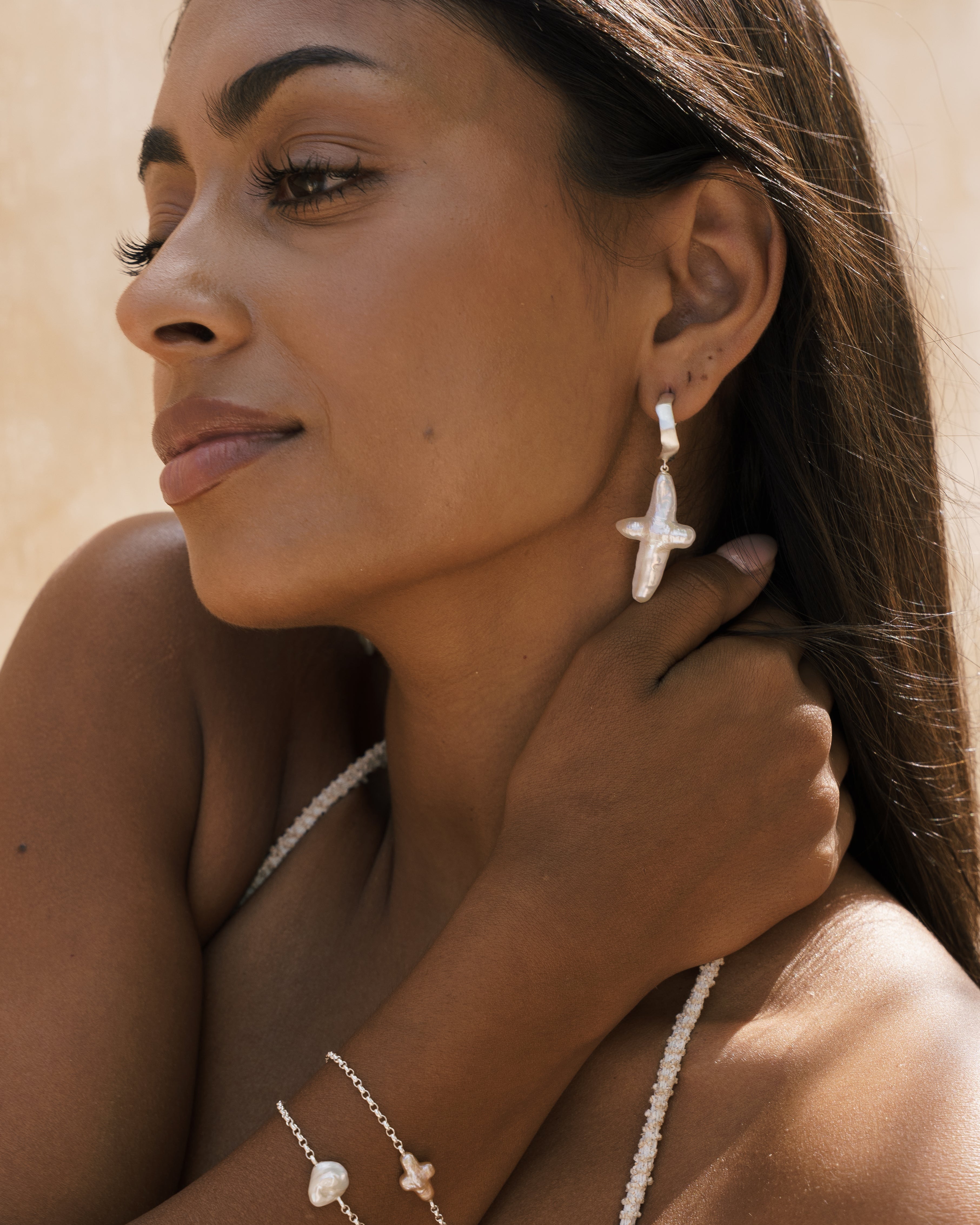 Cross Pearl Earrings