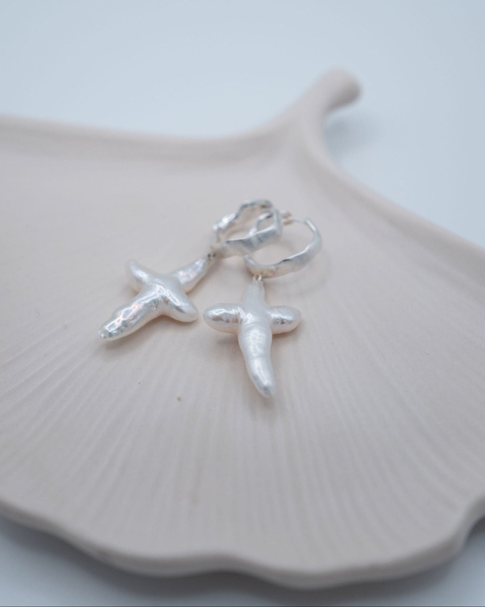 Cross Pearl Earrings