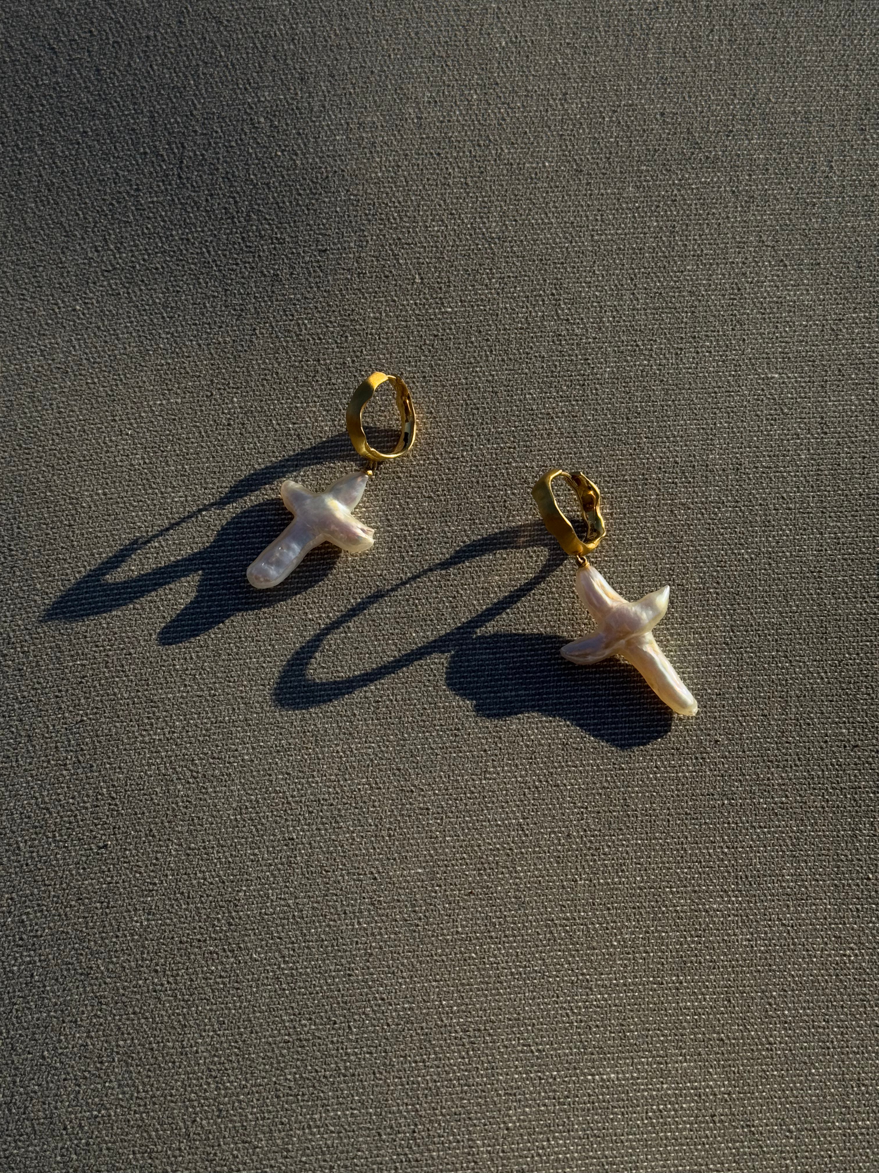 Cross Pearl Earrings