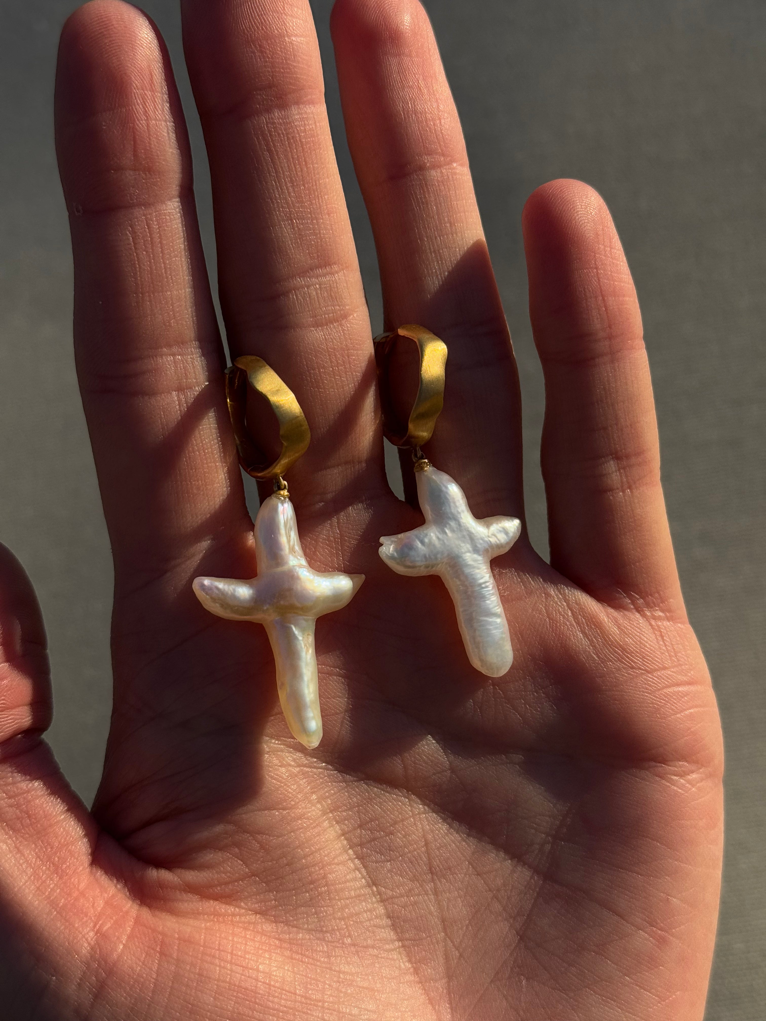 Cross Pearl Earrings